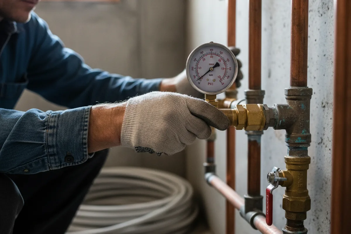 Pressure testing a repaired line during Water Line Repair in Willington